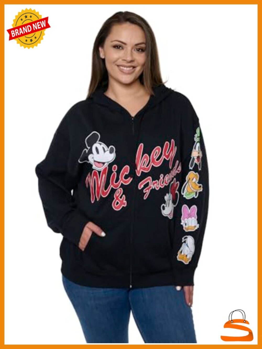 Disney Mickey & Friends Zip Hoodie Fleece Sweatshirt Women's